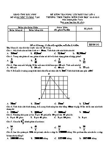 Đề thi vào Lớp 6 môn Toán trường THCS Trọng Điểm Bắc Ninh năm học 2018-2019 (Có đáp án)