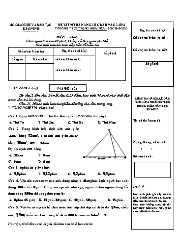 Đề thi vào Lớp 6 môn Toán trường THCS Trọng Điểm Bắc Ninh năm học 2019-2020 (Có đáp án)