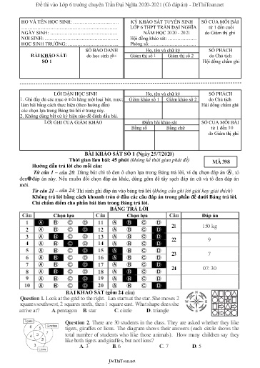 Đề thi vào Lớp 6 trường chuyên Trần Đại Nghĩa 2020-2021 (Có đáp án)