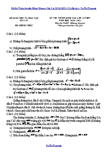 Đề thi Toán chuyên Hùng Vương, Gia Lai 2020-2021 (Có đáp án)