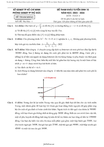 Tuyển tập 50 Đề tham khảo tuyển sinh 10 môn Toán TP.HCM các Quận Huyện năm học 2023-2024 (Có đáp án)