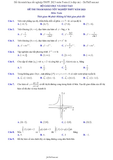 Đề thi minh họa tốt nghiệp THPT 2023 môn Toán (Có đáp án)